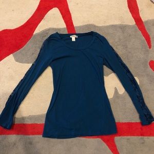 Bozzolo long sleeve top with lace detail down arm